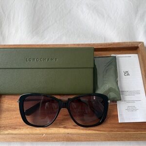 Authentic Longchamp Black Sunglasses with Green Case